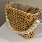 Handmade Rattan Bag with Pearl Handle